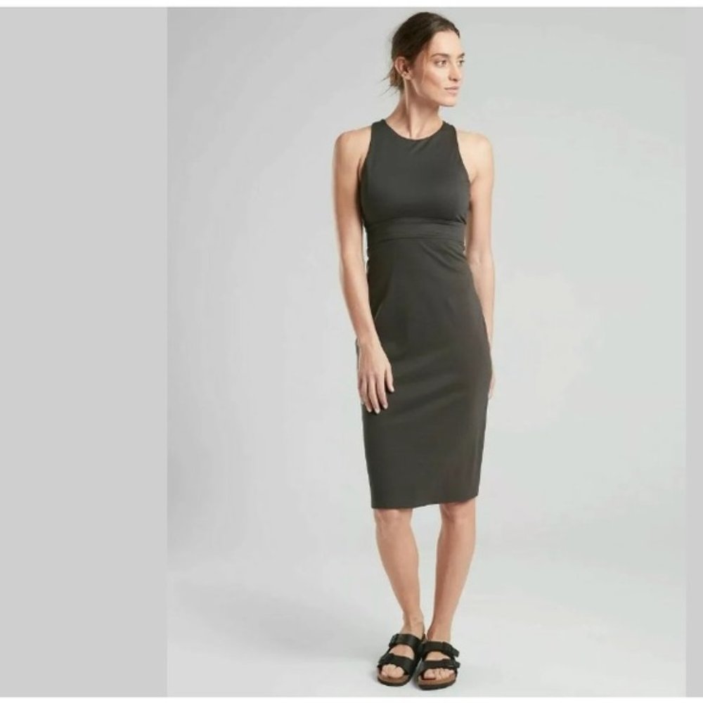 Athleta Black Sleeveless Midi Dress